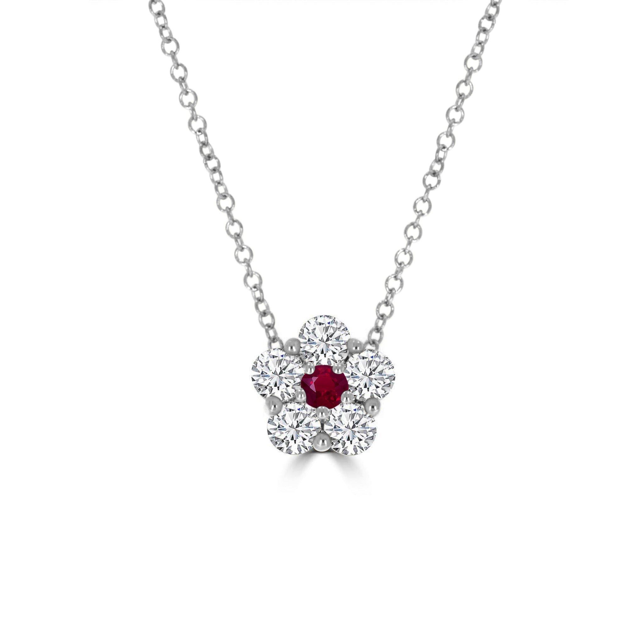 Ruby & Diamond Cluster Pendant